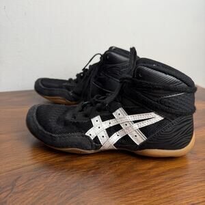 ASICS Matflex 7 GS Wrestling Shoes Youth US 1 Black White Gum‎ Sole 1084A011